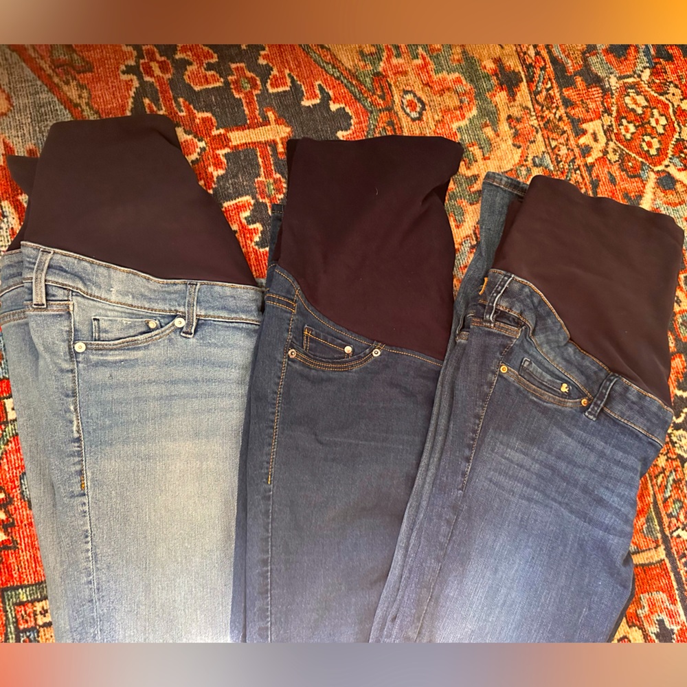 Maternity Jeans Bundle 3 Pairs Size 12 H&M Dark to Light Wash